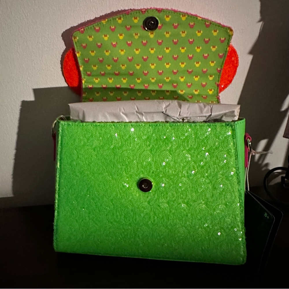 Disney Minnie Mouse Multicolor Neon Sequin Loungefly Crossbody Handbag: NWT - Picture 11 of 15
